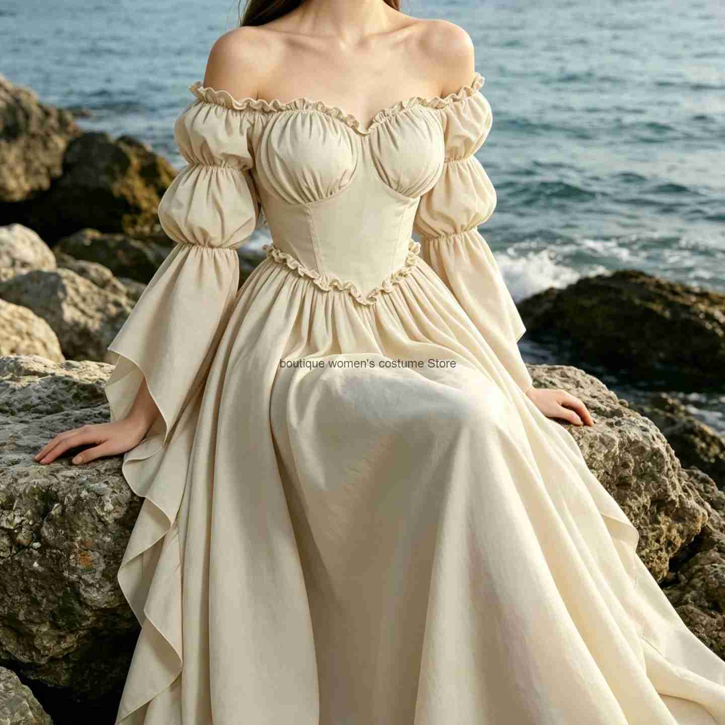 Medieval Renaissance Dress Women - Gaun Renaisans Abad Pertengahan Baru untuk