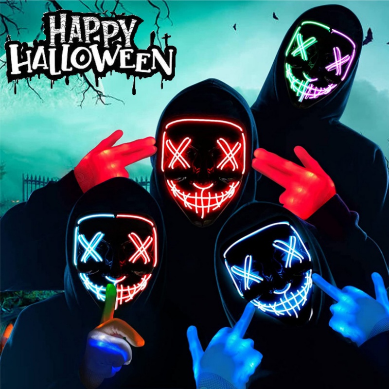 Led Purge Mask Halloween - Masker Pembersih Menyala Cosplay Halloween Menakutkan