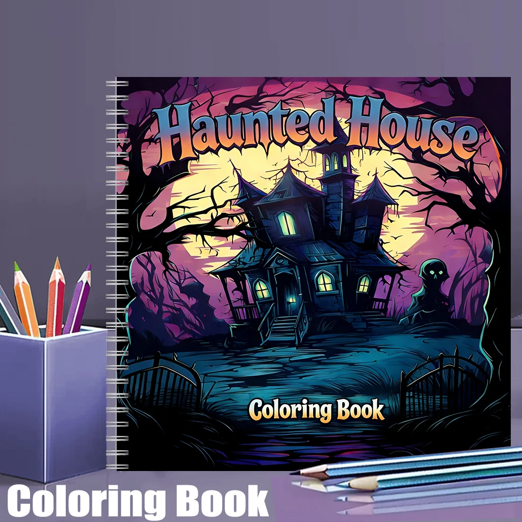 Party Supplies - Buku Mewarnai Rumah Hantu untuk Dewasa,
