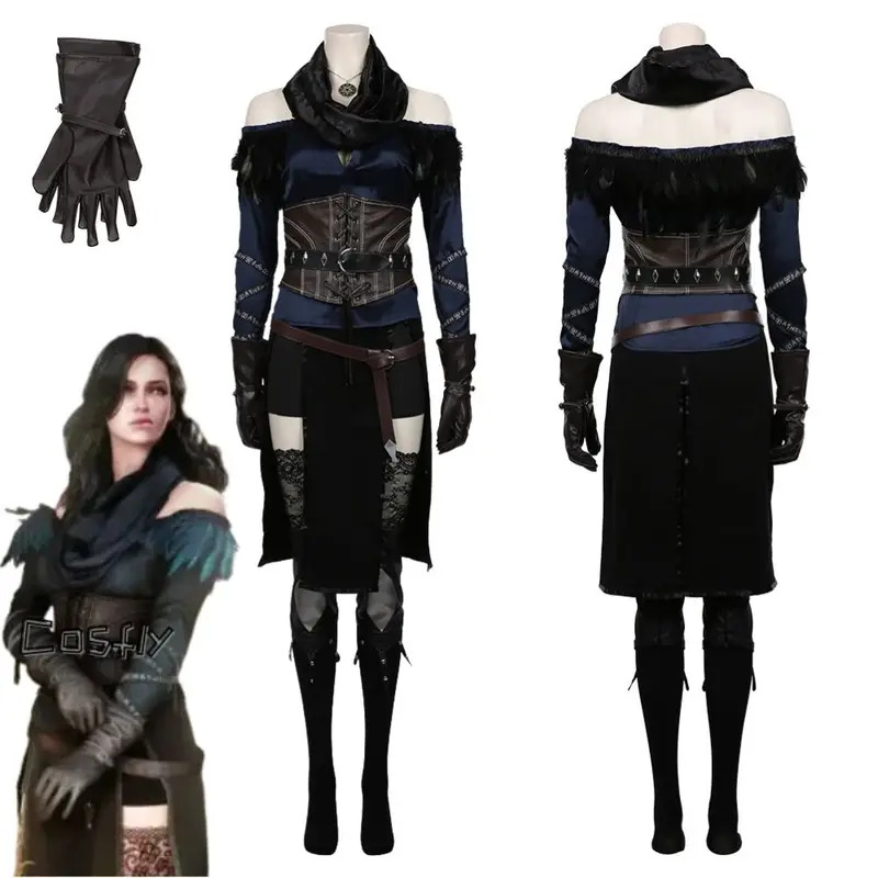 Medieval Renaissance Dress Women - Yennefer Cosplay Fantasia Kostum Menyamar untuk