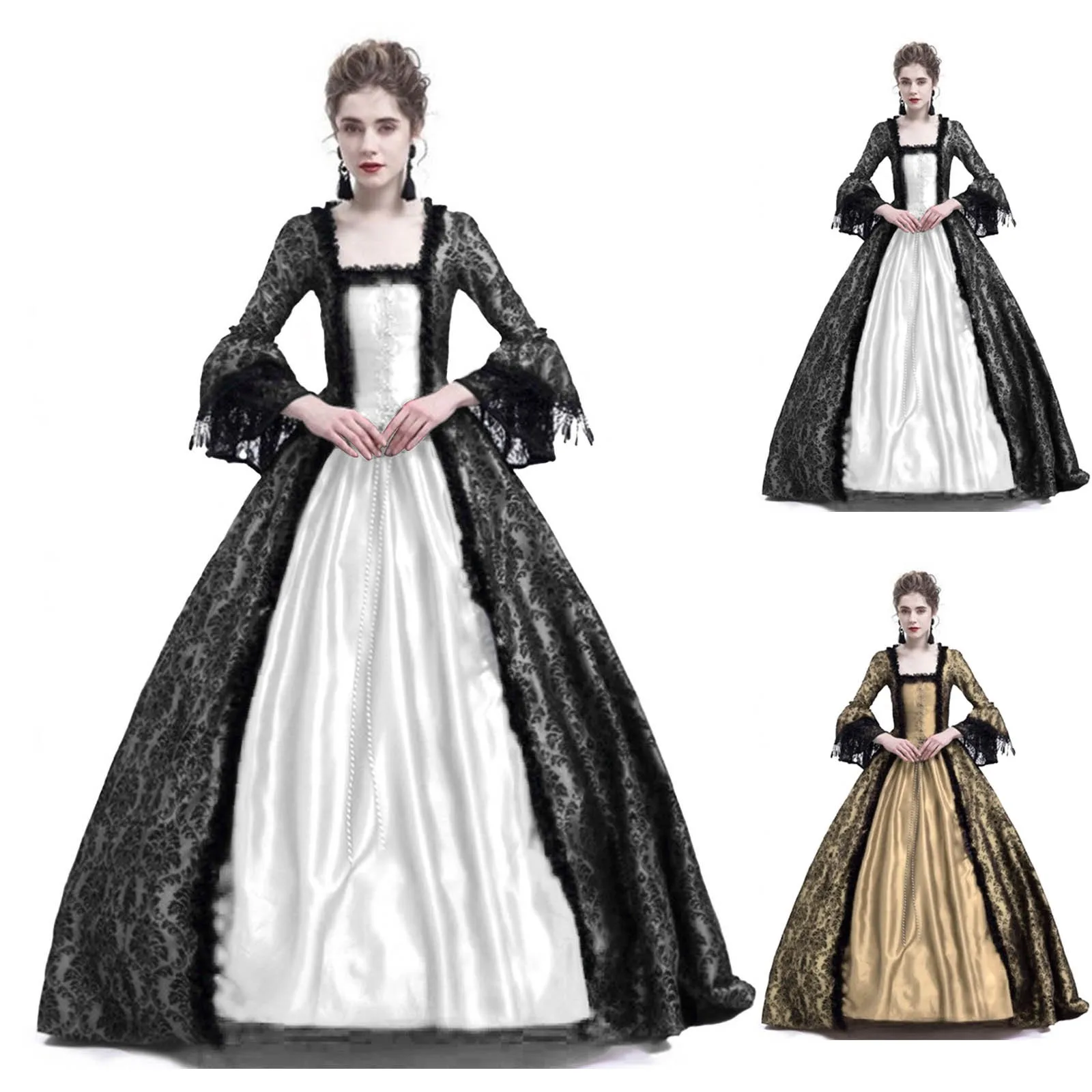 Medieval Renaissance Dress Women - Kostum Halloween Cosplay Palace Wanita Gaun