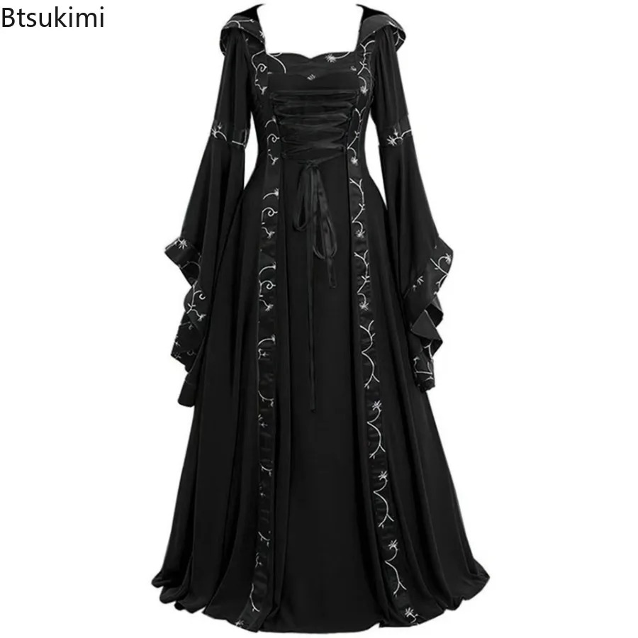 Gaun Maxi Bertudung Gaya Gotik - Medieval Renaissance Dress Women ulasan dan harga
