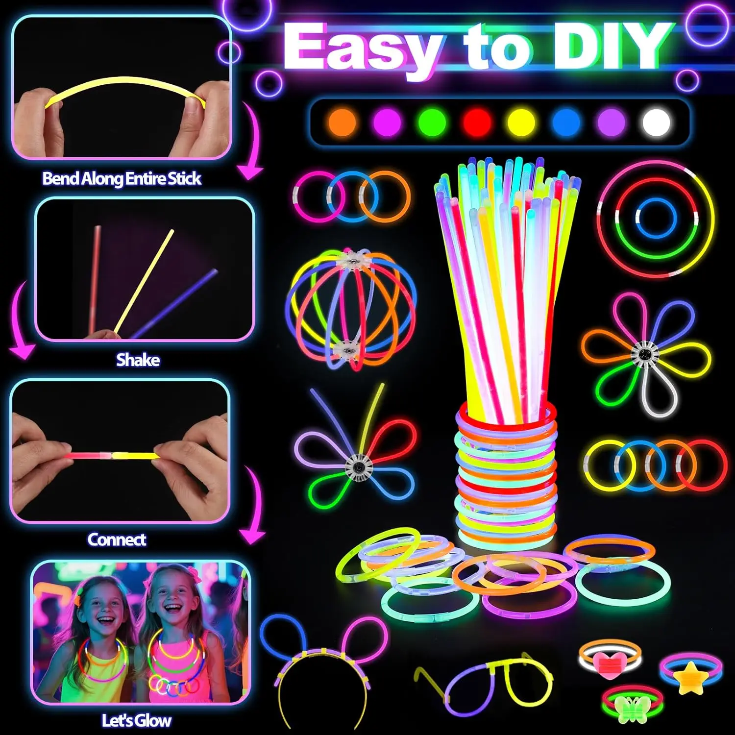 128PCS Kacamata LED Menyala Je - Glow In The Dark Party Glasses ulasan dan harga