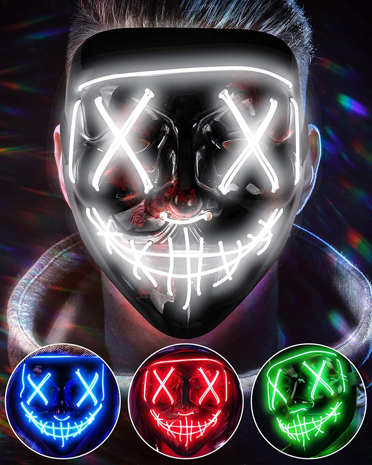 Topeng bersinar menakutkan nir - Led Purge Mask Halloween ulasan dan harga