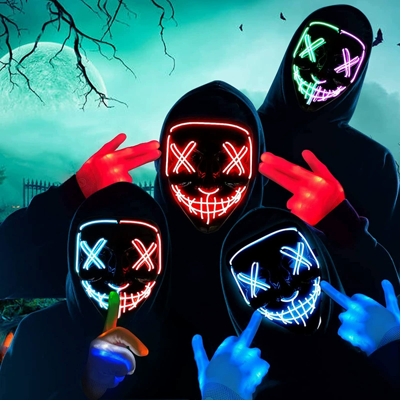 Masker Neon LED Nirkabel yang  - Led Purge Mask Halloween ulasan dan harga