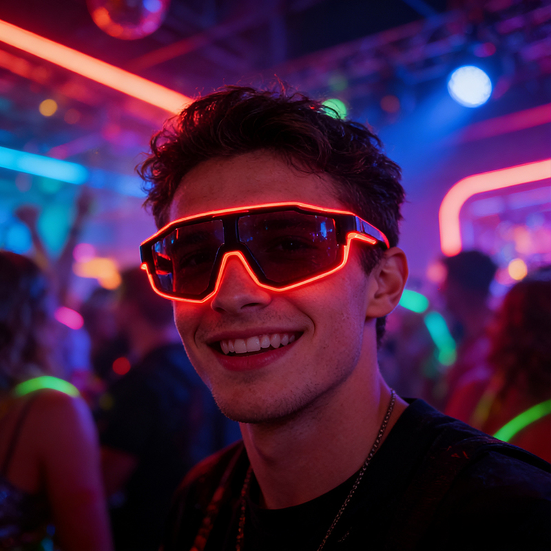 Kacamata LED Anti Angin Keren, - Glow In The Dark Party Glasses ulasan dan harga