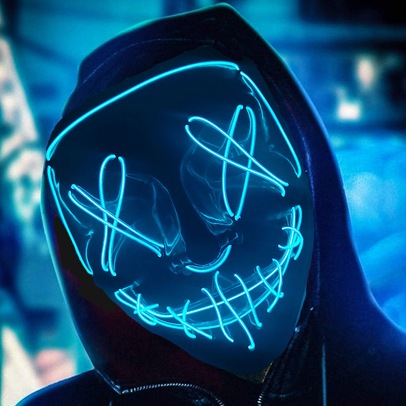 Cosplay Bercahaya EL Kawat Top - Led Purge Mask Halloween ulasan dan harga
