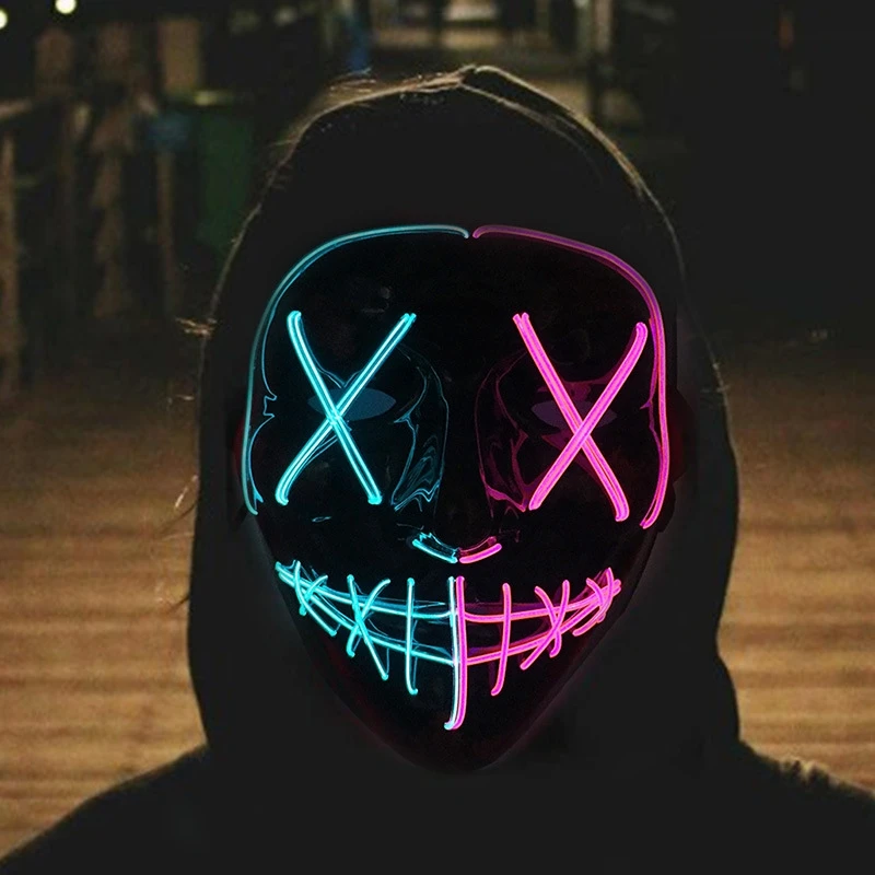 Topeng wajah Halloween bersina - Led Purge Mask Halloween ulasan dan harga