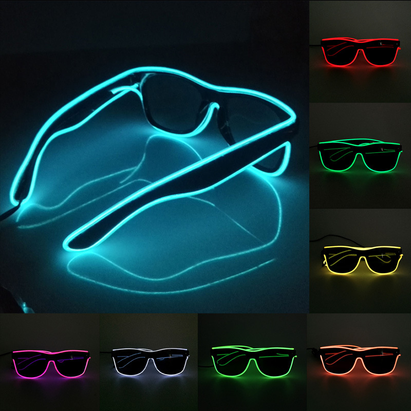 1 buah kacamata Led kawat EL b - Glow In The Dark Party Glasses ulasan dan harga